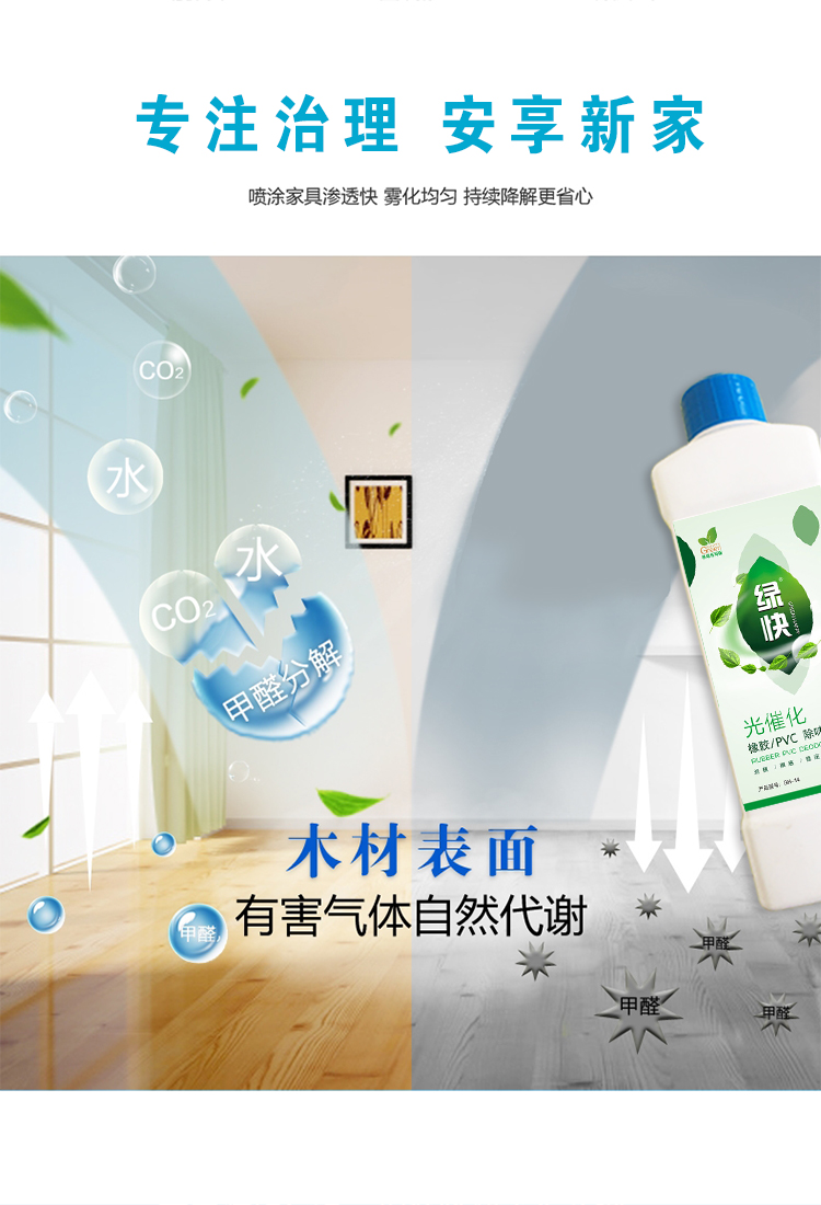 專(zhuān)注治理安享新家,噴涂家具滲透快霧化均勻,持續(xù)降解更省心,木材表面有害氣體自然代謝